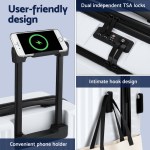 wanderlite 20 luggage suitcase front pocket travel carry on dual tsa white" Luggage with phone holder, TSA lock, hook features.