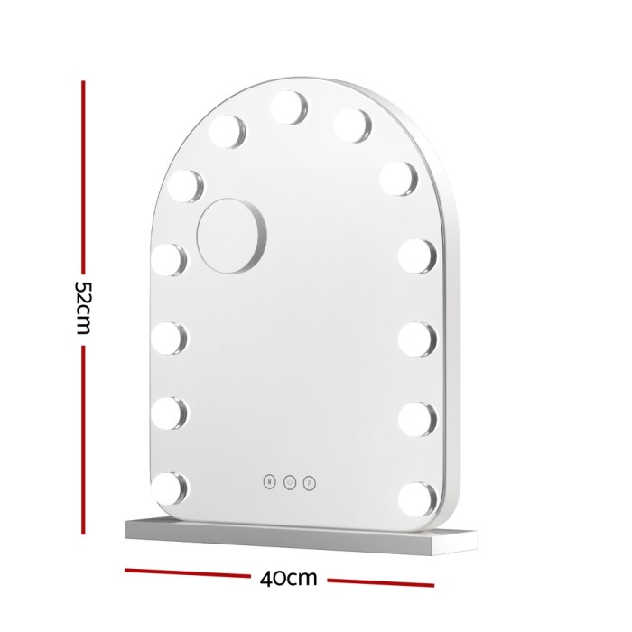embellir makeup mirror 40x50cm dressing vanity led bulb light with 5x magnification white arch Illuminated vanity mirror with touch controls, 52cm x 40cm