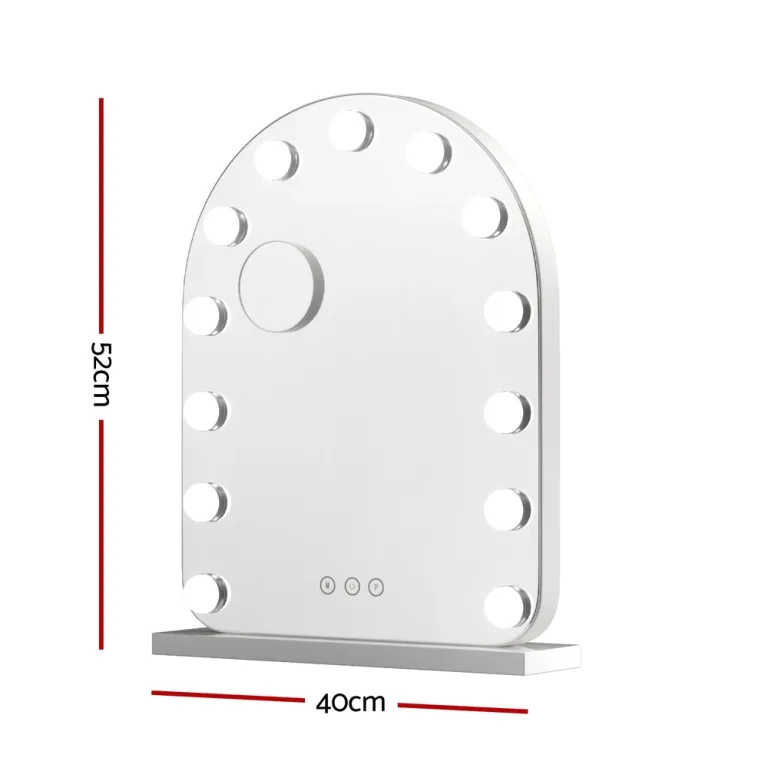 embellir makeup mirror 40x50cm dressing vanity led bulb light with 5x magnification white arch Illuminated vanity mirror with touch controls, 52cm x 40cm