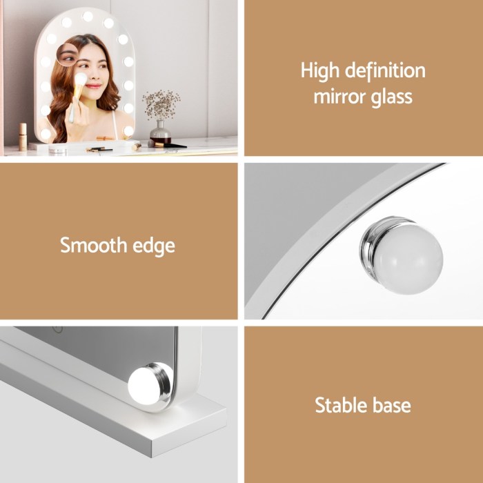 embellir makeup mirror 40x50cm dressing vanity led bulb light with 5x magnification white arch LED vanity mirror features and design elements