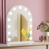 embellir makeup mirror 40x50cm dressing vanity led bulb light with 5x magnification white arch Illuminated vanity mirror with flowers and cosmetics.