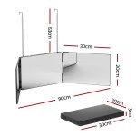 embellir trifold mirror makeup portable with height adjustable 3 way telescoping hook hair cutting styling Foldable mirror with dimensions highlighted.