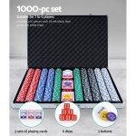 1000-piece poker set with chips, cards, dice.