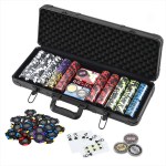 Poker set with chips and cards in a case.