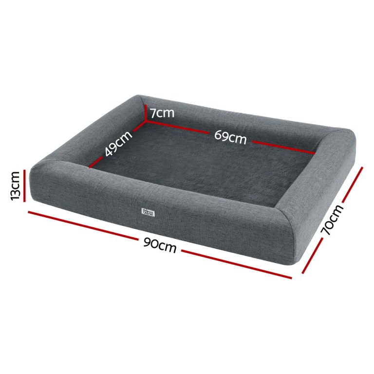 i.pet pet bed dog cat large calming soft sofa cushion egg crate washable grey