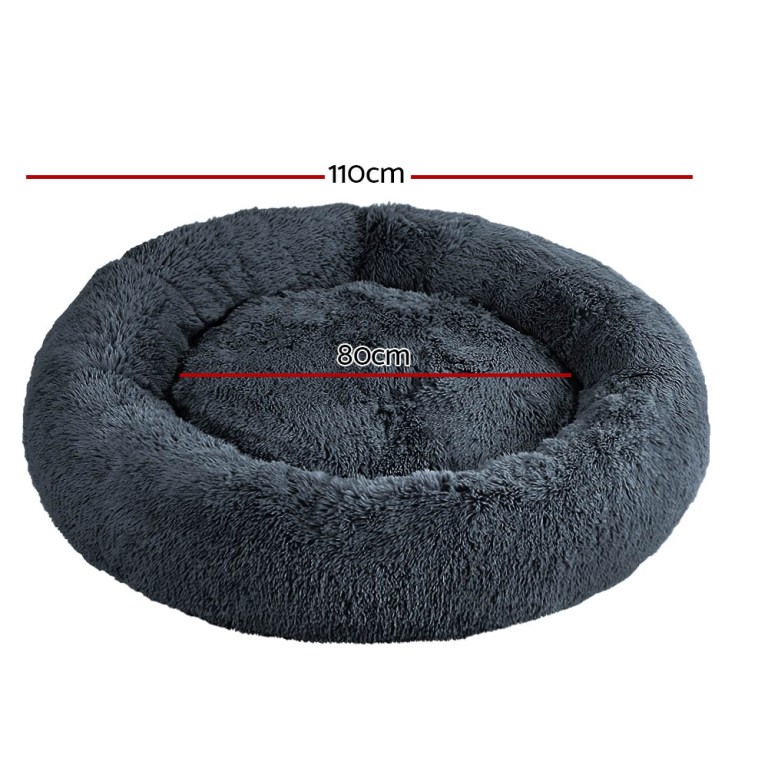 i.pet pet bed dog cat 110cm calming extra large soft plush dark grey