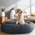 i.pet pet bed dog cat 110cm calming extra large soft plush dark grey
