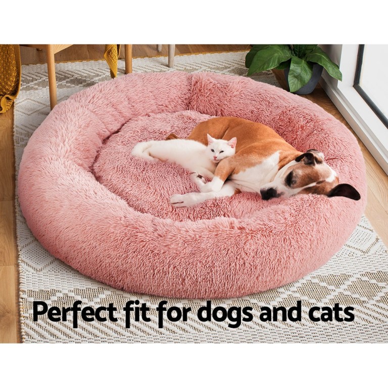 i.pet pet bed dog cat 110cm calming extra large soft plush pink