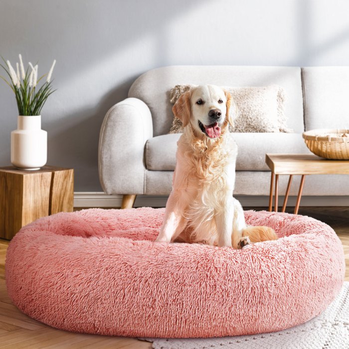 i.pet pet bed dog cat 110cm calming extra large soft plush pink