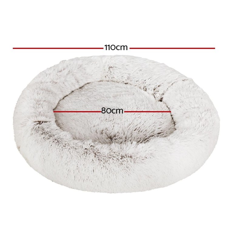 i.pet pet bed dog cat 110cm calming extra large soft plush white brown