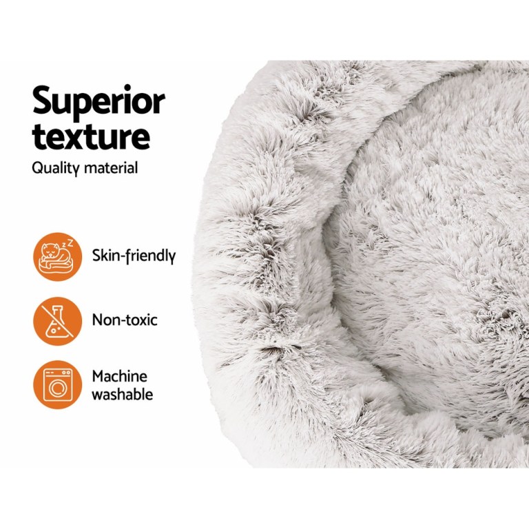 i.pet pet bed dog cat 110cm calming extra large soft plush white brown