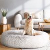 i.pet pet bed dog cat 110cm calming extra large soft plush white brown