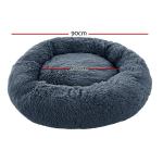i.pet pet bed dog cat 90cm large calming soft plush bed dark grey