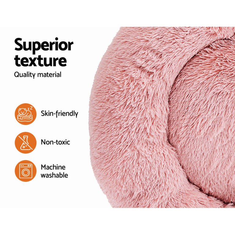 i.pet pet bed dog cat 90cm large calming soft plush pink