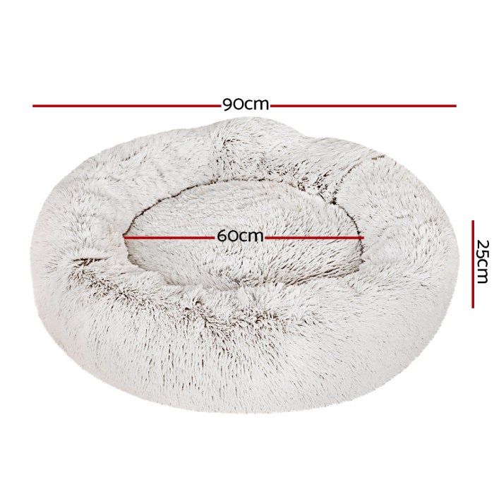 i.pet pet bed dog cat 90cm large calming soft plush white brown i.pet pet bed dog cat 90cm large calming soft plush white brown