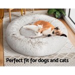 i.pet pet bed dog cat 90cm large calming soft plush white brown