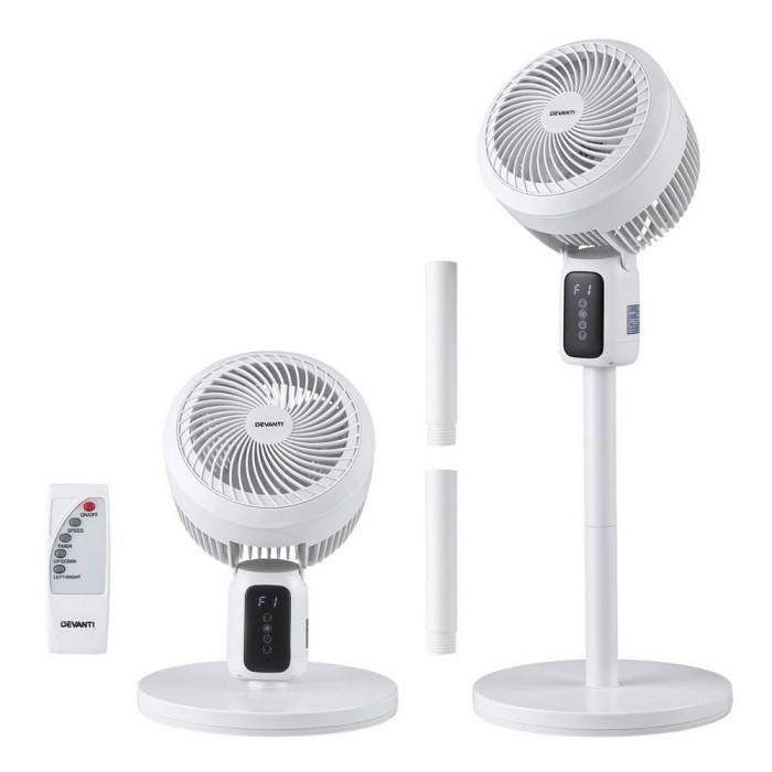 devanti pedestal fan w/ remote 3 speed 12h timer height adjustable cooling fan devanti pedestal fan w/ remote 3 speed 12h timer height adjustable cooling fan