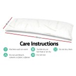 Eco Land pillow care instructions and dimensions.