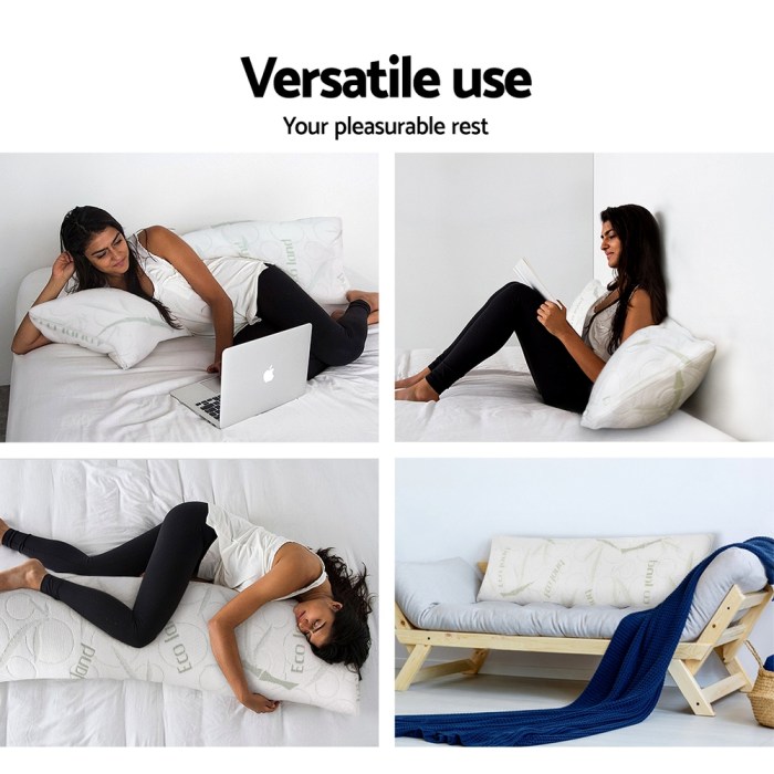 giselle bedding body support pillow bamboo cover Various comfortable resting positions on versatile furniture.