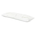 Eco-friendly long white pillow on white background.