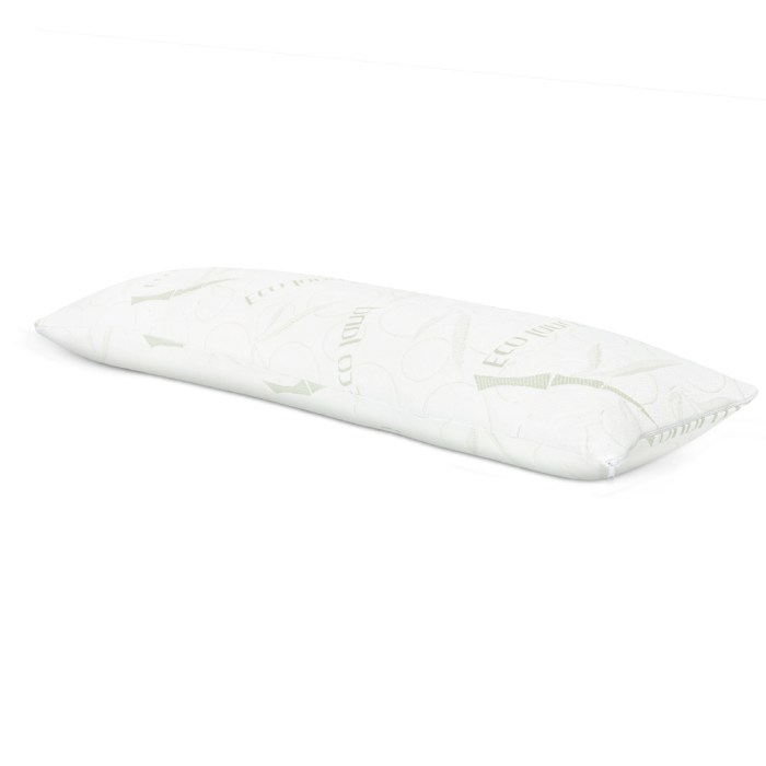 giselle bedding body support pillow bamboo cover Eco-friendly long white pillow on white background.