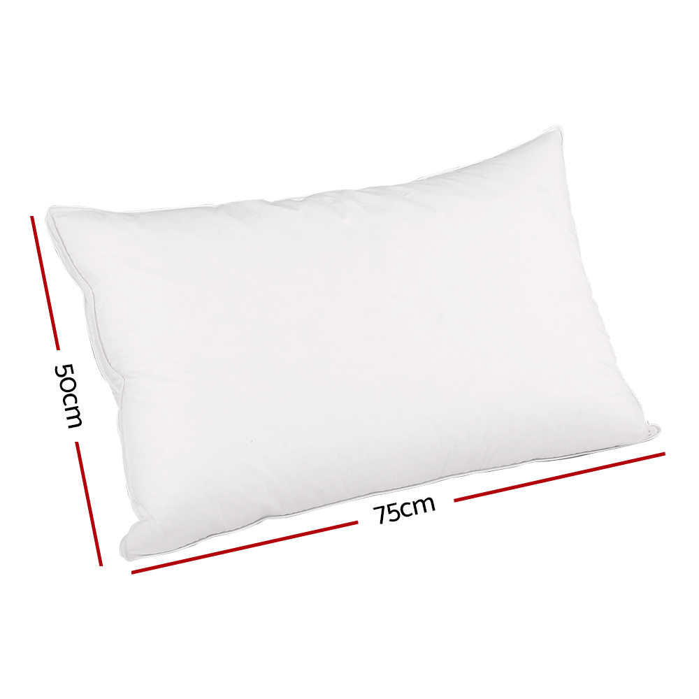 White pillow with dimensions 75cm by 50cm.