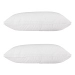 Two white pillows stacked horizontally