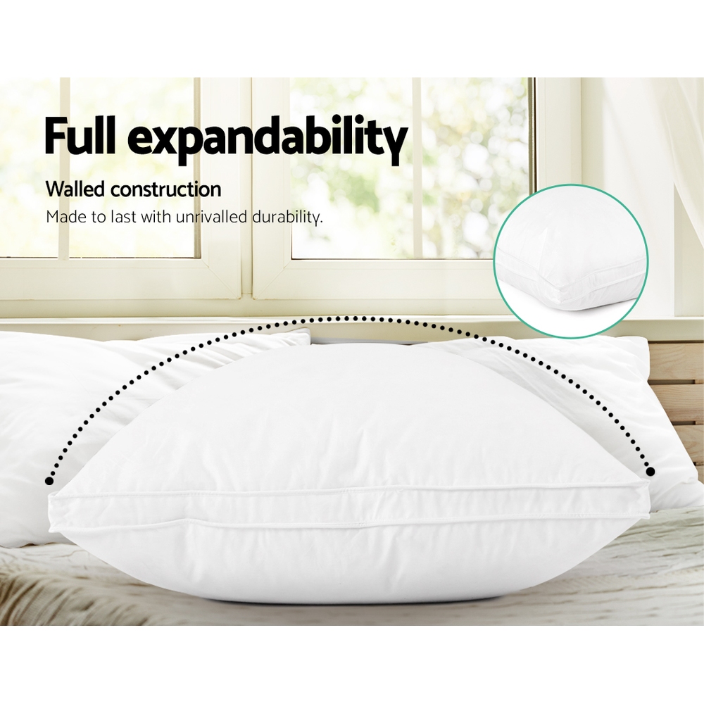 Expandable pillow with walled construction for durability.