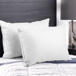 pillow dfd x2 202502281434 00.jpg Two white pillows on modern bed with lamp.