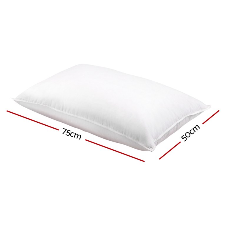 giselle bedding duck feather down pillow twin pack White pillow 75cm x 50cm dimensions