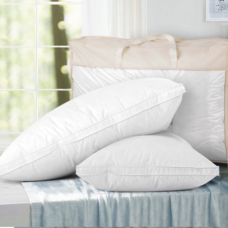 pillow goose wallx2 202502281434 00.jpg White pillows on bed with natural light.