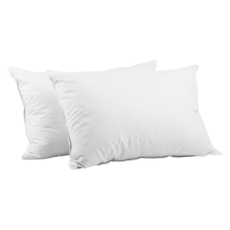 Pair of white pillows on display.
