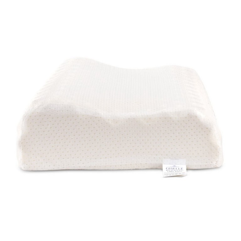 giselle bedding natural latex pillow twin pack White ergonomic pillow on white background