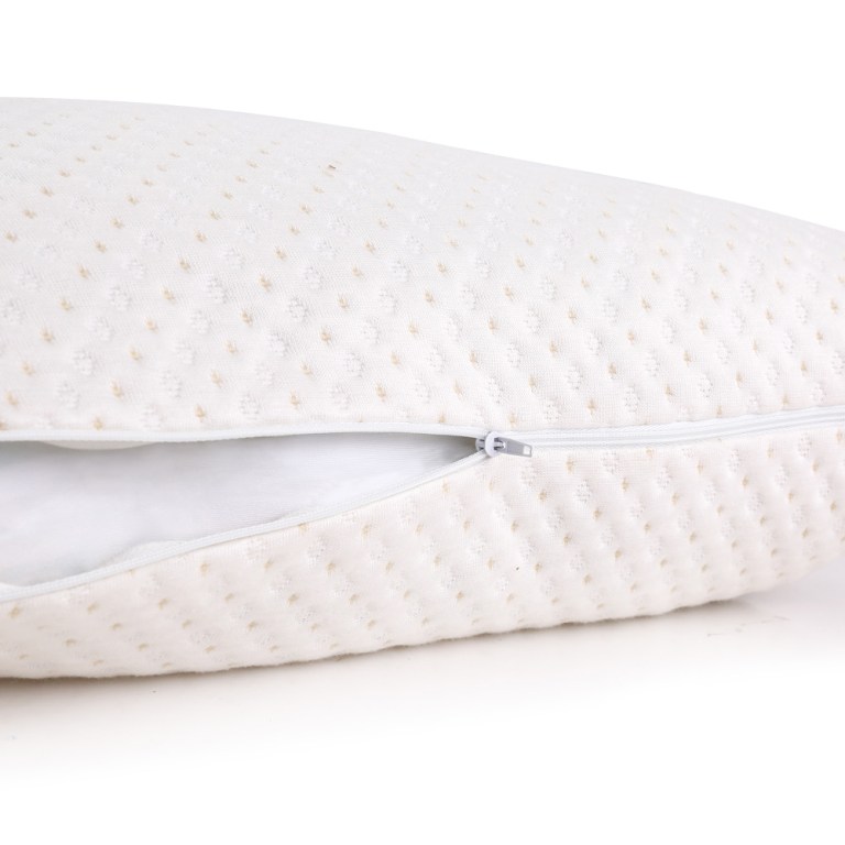 giselle bedding memory foam pillow bamboo cover twin pack Close-up of pillow with zip opening.