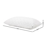 White pillow with dimensions: 73cm x 48cm x 15cm.