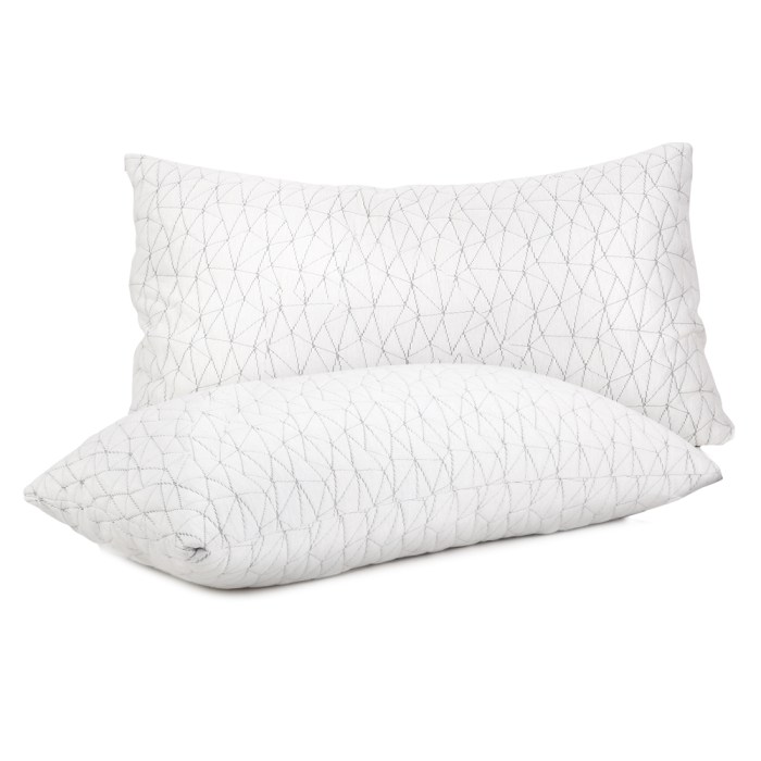 giselle bedding memory foam pillow single size twin pack Two white geometric patterned pillows