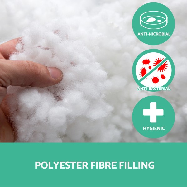 Polyester fibre filling, anti-bacterial and hygienic features.