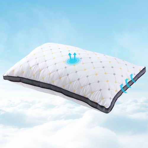 pillow micro 4873 209489 06.jpg Comfortable pillow with airflow design, floating on clouds.
