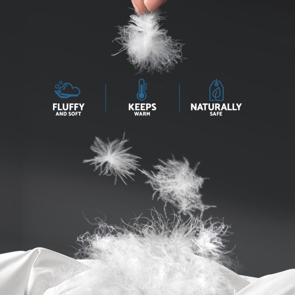 giselle bedding 500gsm duck down feather quilt king Hand holding soft, warm, safe down feathers.