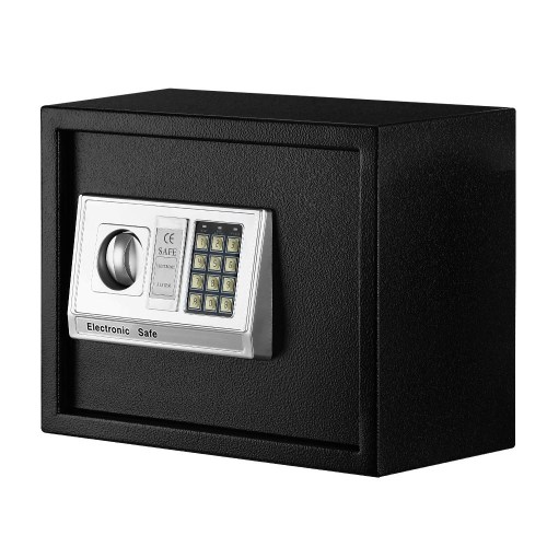 saf 30ea mtl bk 00.jpg Black electronic safe with digital keypad lock.