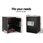 Two electronic safes with dimensions highlighted