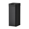 Tall black rectangular rubbish bin with lid
