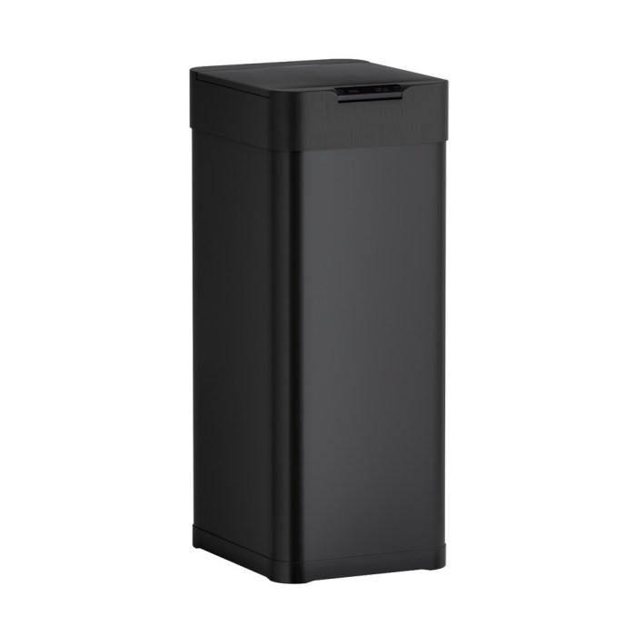 Sleek black kitchen bin with touchless lid