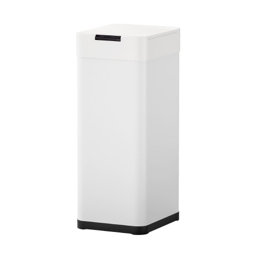 White rectangular rubbish bin with sensor lid.