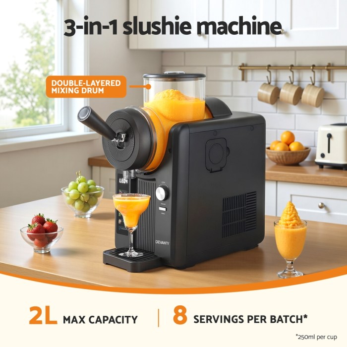 devanti 2l slushie machine ice cream maker frozen smoothies milkshakes black