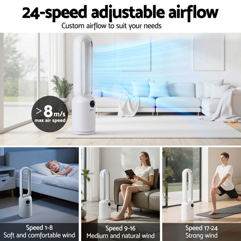 devanti 2in1 bladeless fan air purification w/ remote 88cm devanti 2in1 bladeless fan air purification w/ remote 88cm