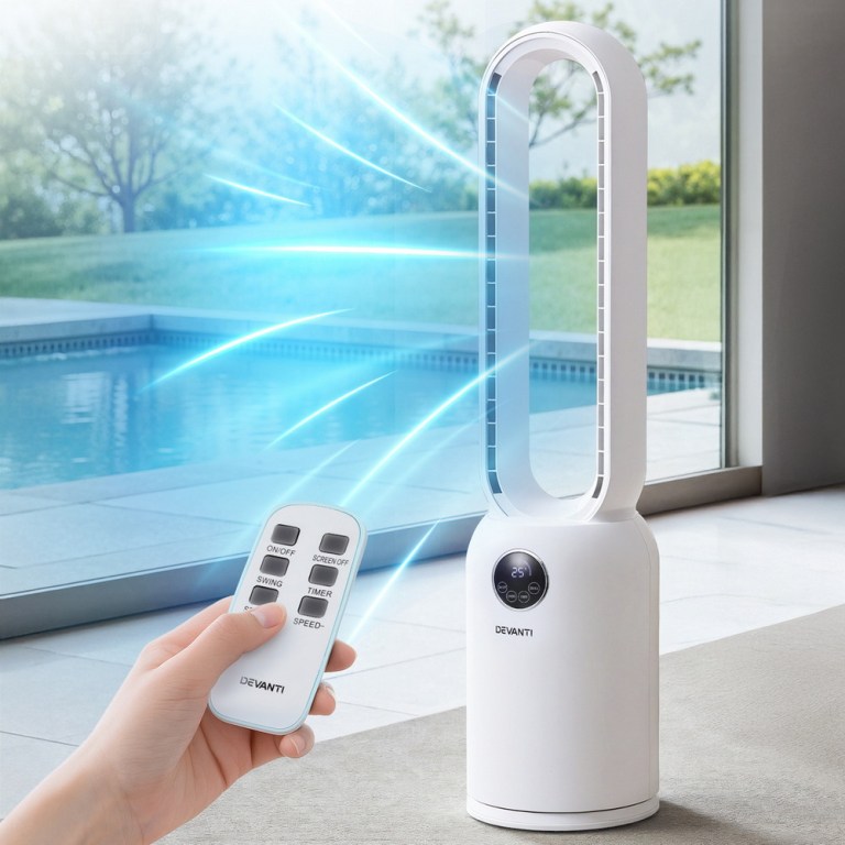 devanti 2in1 bladeless fan air purification w/ remote 88cm devanti 2in1 bladeless fan air purification w/ remote 88cm