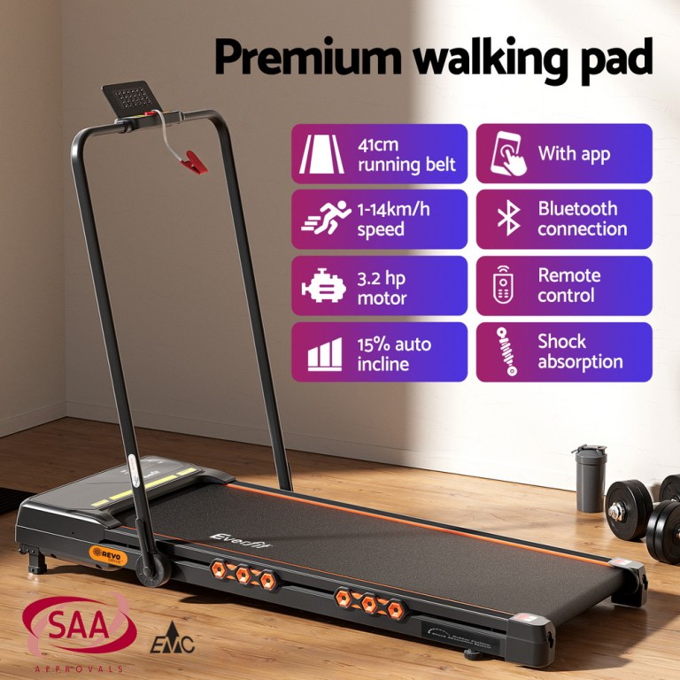 everfit treadmill electric walking pad auto incline foldable for home gym black everfit treadmill electric walking pad auto incline foldable for home gym black