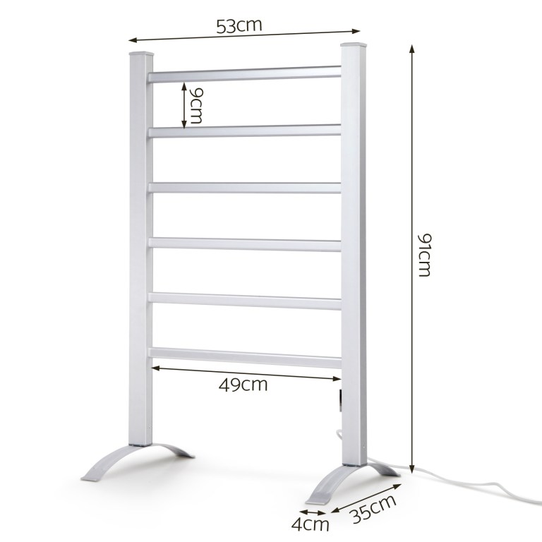 devanti electric heated towel rail rack 6 bars with timer clothes dry warmer