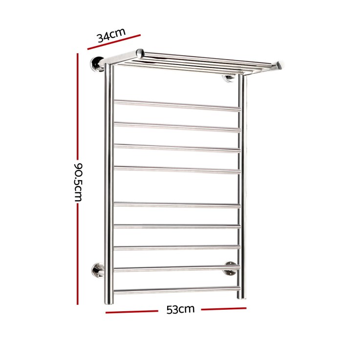 devanti electric heated towel rail rack 14 bars wall mounted clothes dry warmer